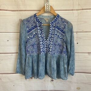 Lucky Brand Cropped Enroidered Top